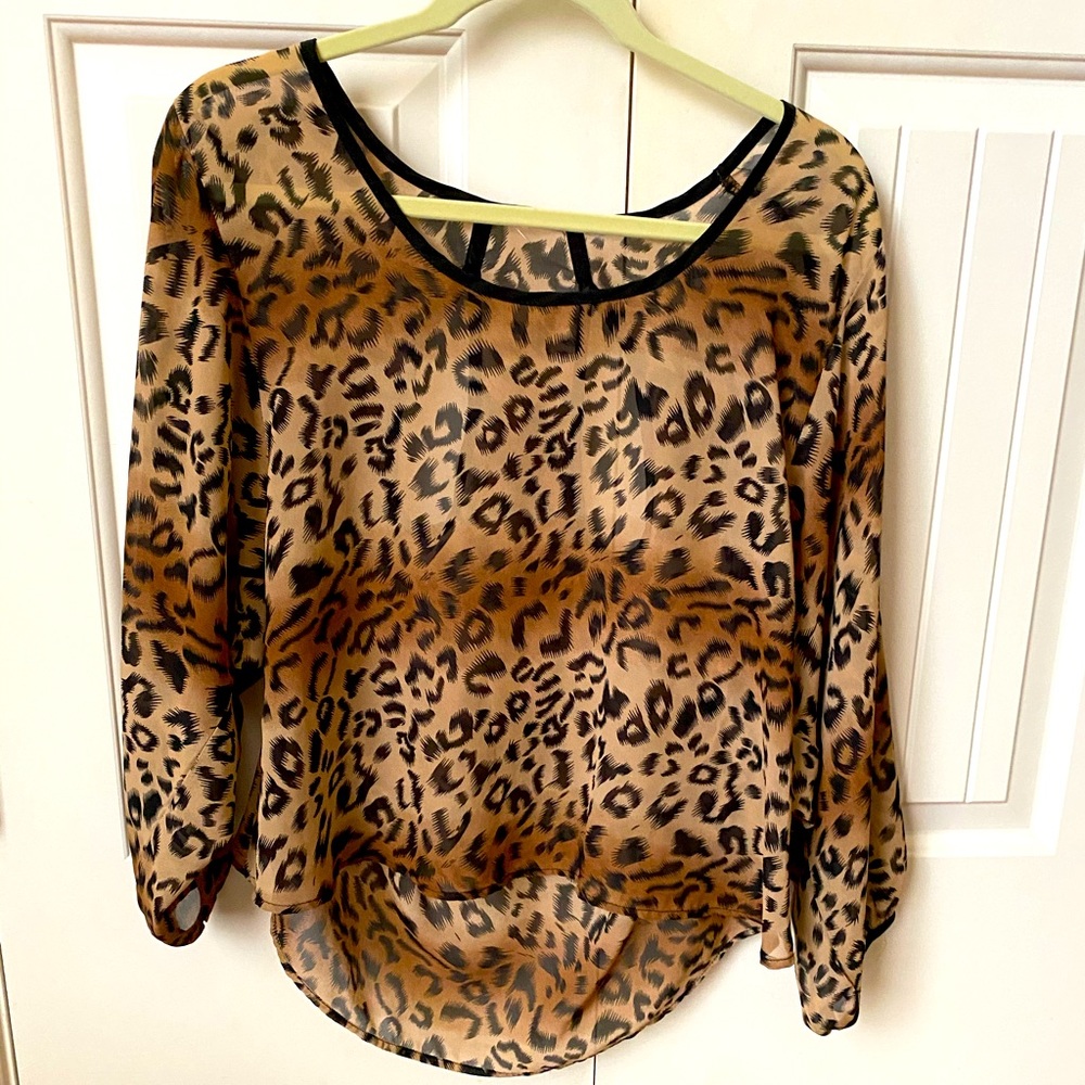 Leopard Print Sheer Top